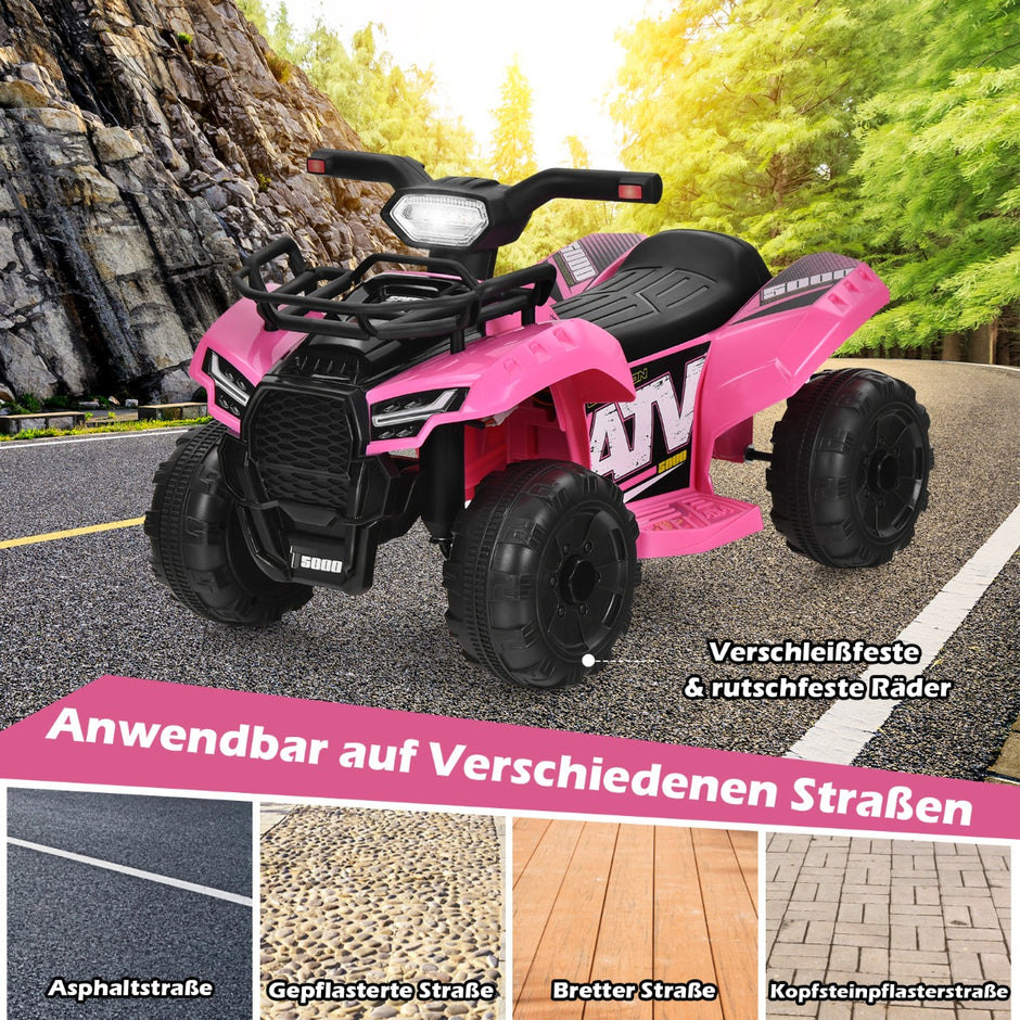 Elektrisk – fyrhjuling för barn med förvaringsutrymme Mini musik + – 44 x 66 x 42 cm – Rosa och svart