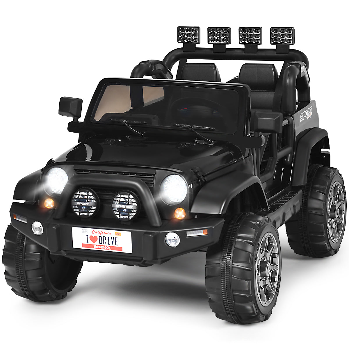 12V – elbil batteridrivet elfordon med säten – 2 123 x 80 x 80 cm – Svart