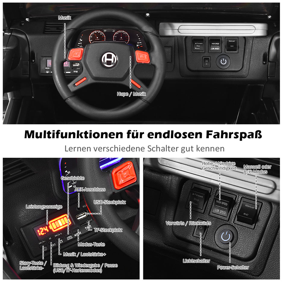 12V – elbil batteridrivet elfordon med säten – 2 123 x 80 x 80 cm – Svart