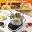 Elektriskt – fondue set 1200W med uttagbar 3L gryta i rostfritt stål – Svart och silver