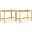 Matsalspallsset – ram av gummiträ och sits vävt papper – 56 x 36 x 45 cm – Natur