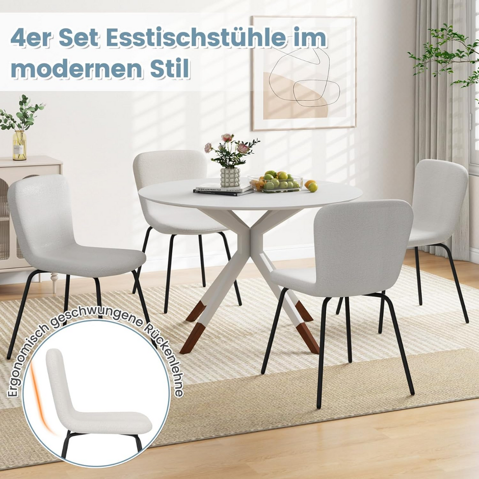 Set – med matsalsstolar stoppade köksstolar ryggstöd – 4 47 x 58 x 86 cm – Beige
