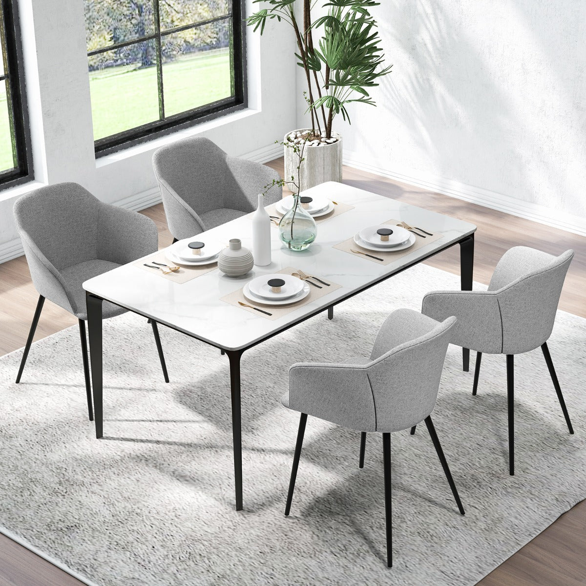 Set – med matsalsstolar stoppad ergonomiskt ryggstöd brutet – 2 – Ljusgrå