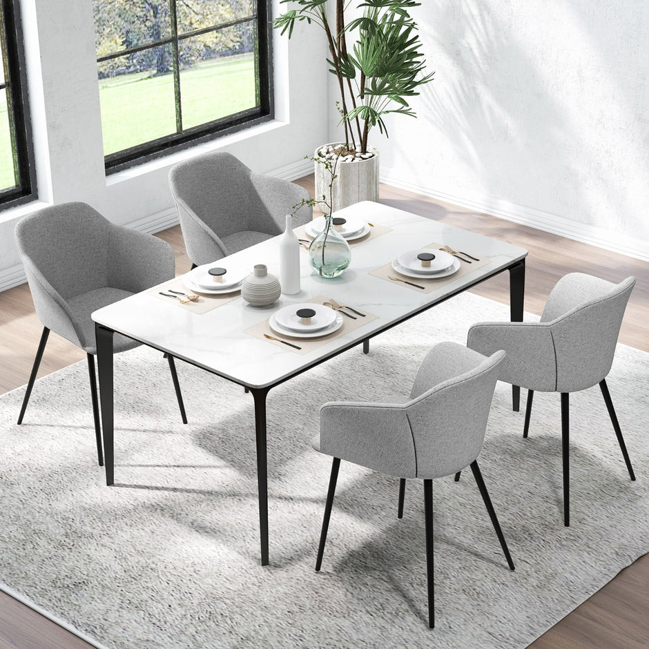 Set – med matsalsstolar stoppad ergonomiskt ryggstöd brutet – 2 – Ljusgrå