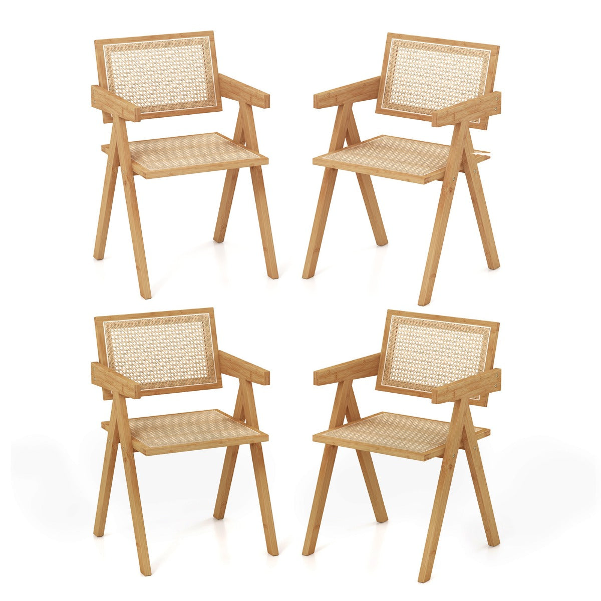 Set – med matsalsstolar köksstolar gjorda av bambu och simulerad rotting – 4 50 x 52 x 81 cm – Natur