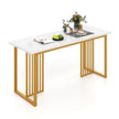 Matsalsbord – trä rektangulärt köksbord med marmorlook och metallben + – 160 x 60 cm – Vit