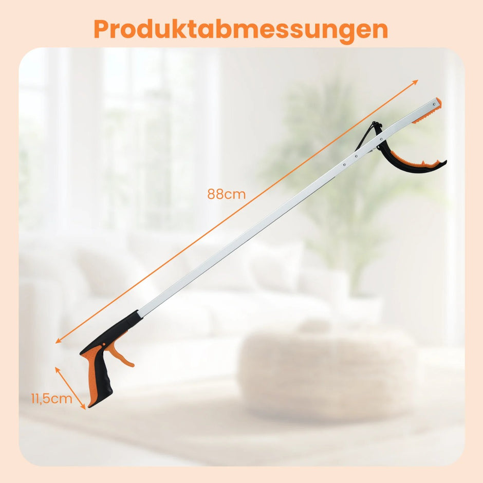 Extra – lång griptång Trädgårdsgrip och sopuppsamlingspinne Lätt aluminiumklor – 88 cm – Silver