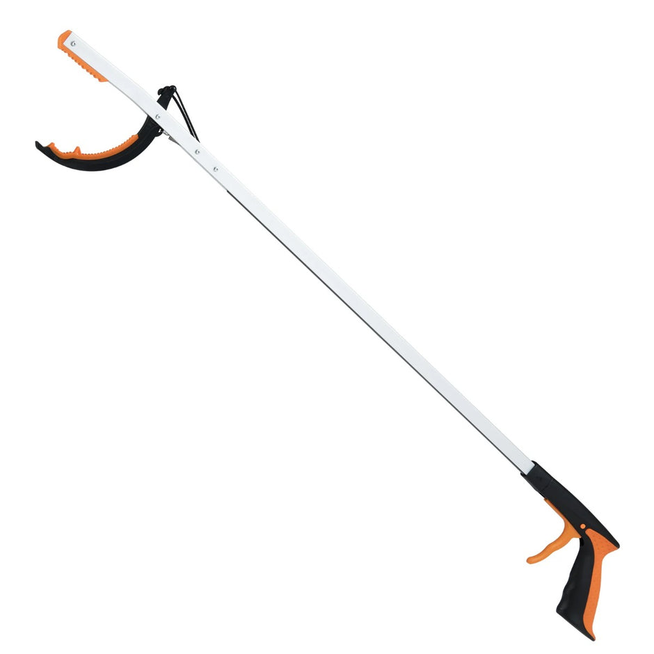Extra – lång griptång Trädgårdsgrip och sopuppsamlingspinne Lätt aluminiumklor – 88 cm – Silver