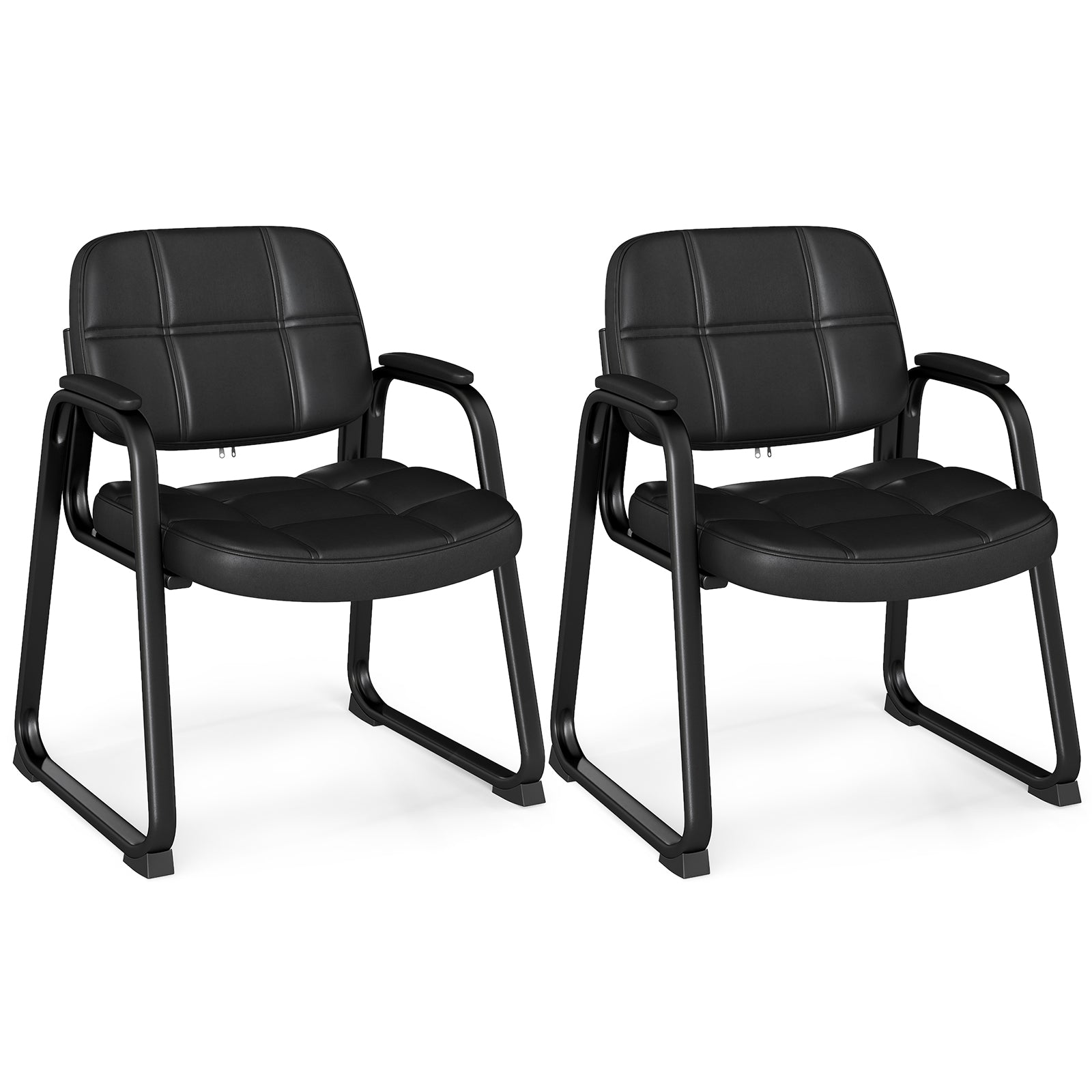 pack – Gästestolar Ergonomisk receptionsstol med metallram och stoppade armstöd – 2 – Svart