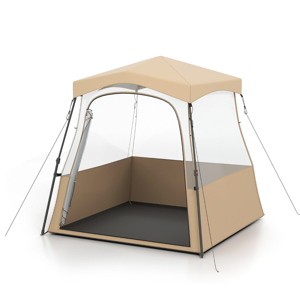 Genomskinligt – pop up sporttält, transparent campingtält, utomhus allvädersskydd med bärväska, – 160 x 160 x 176 cm – Brun