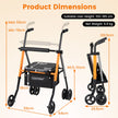 Fällbar – Resrollator Höjdjusterbar Med Sits Korg Lätt Aluminium Upp Till För Seniorer Orange + – 136 kg – Svart