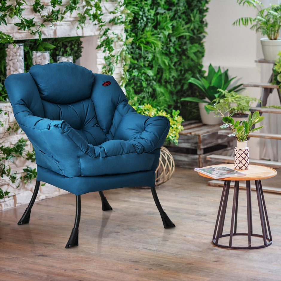 Polstret – fåtölj med armstöd och sidoficka Loungesoffa TV – Marinblå