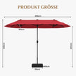 Dubbelsolskärm – med stativ Stor XXL – 400 x 200 cm – Vinröd