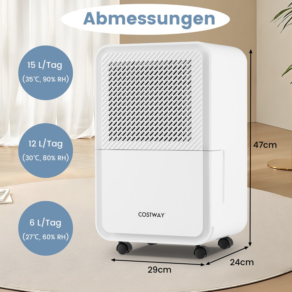 l/dag – avfuktare för hemmet, med lägen och timmars timer – 15 4 24 – Vit