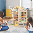 Barn – trädockhus med möbler och figurer familjespelhus DIY drömhus – Natur