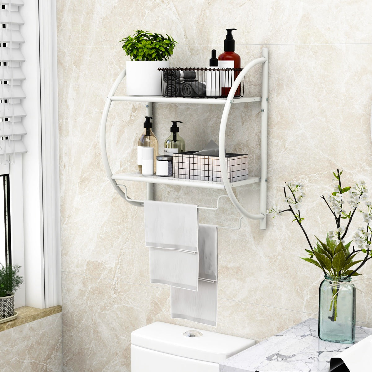 Handdukshängare – Badrum Metall – 45 x 25,5 x 55 cm – Vit