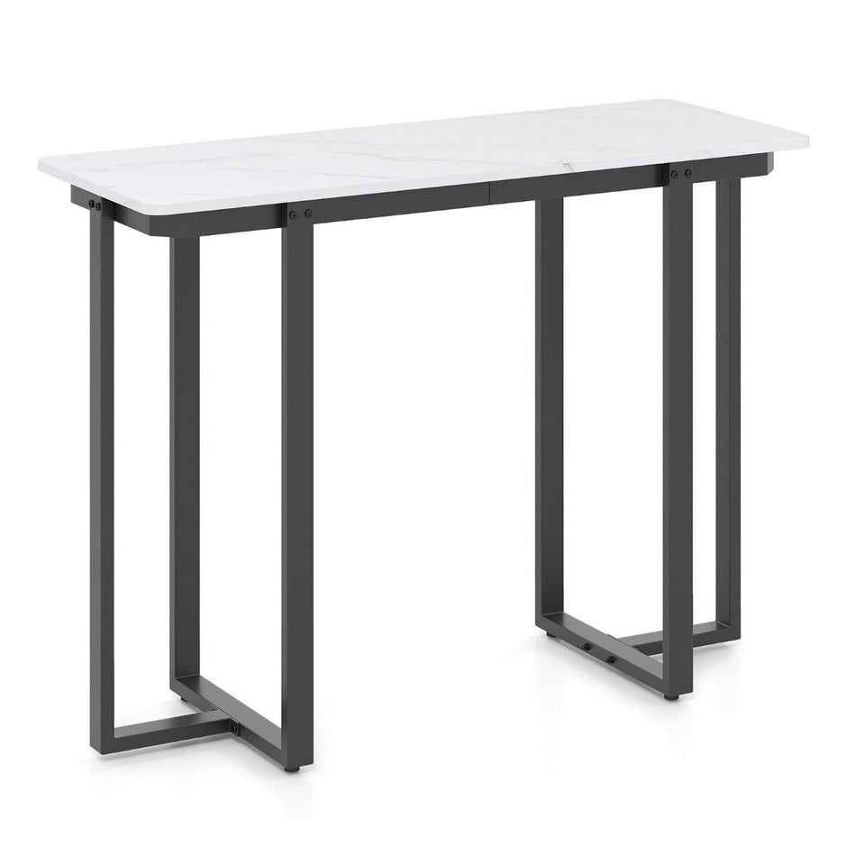 Konsolbord – smalt modernt entrébord med marmorutseende – 107 x 40 x 79,5 cm – Svart