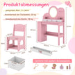 Barnsminkbord – med belysning Prinsessans frisörbord och stolsset lådor – 2 – Rosa