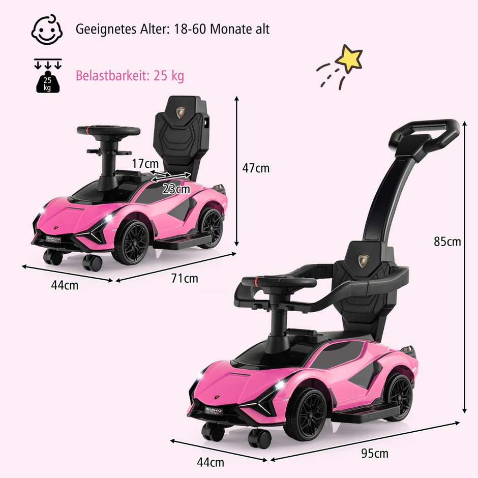 i – Lamborghini åkande bil med strålkastare och musik förvaringsutrymme – 3 1 – Rosa