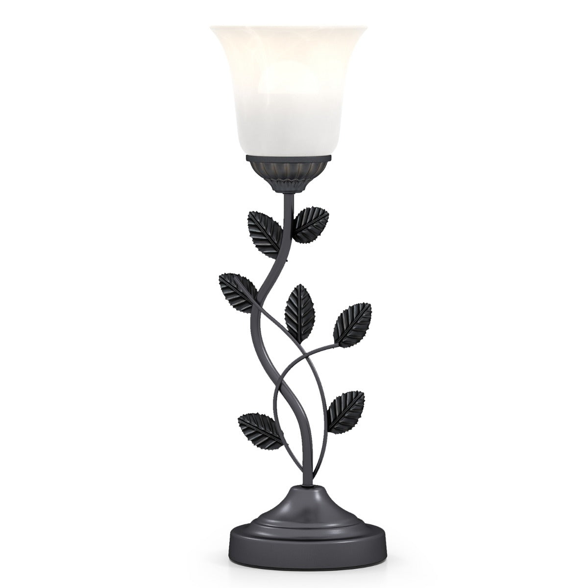 Vintage – nattlampa med tulpanformad lampskärm i glas och metallblad Retro – Grön