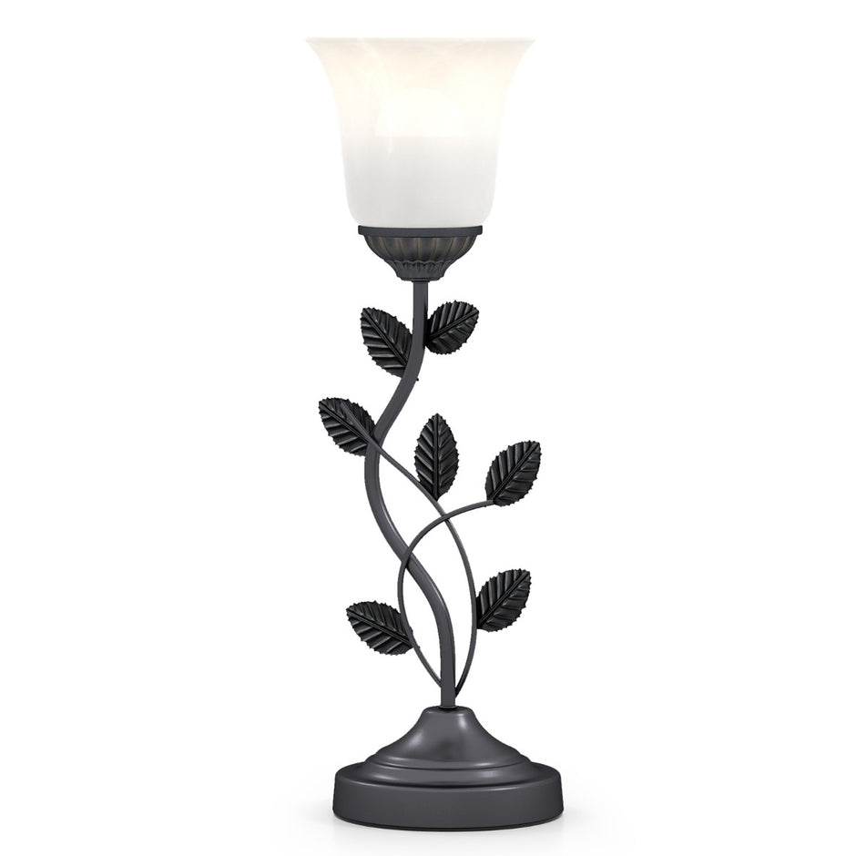 Vintage – nattlampa med tulpanformad lampskärm i glas och metallblad Retro – Grön