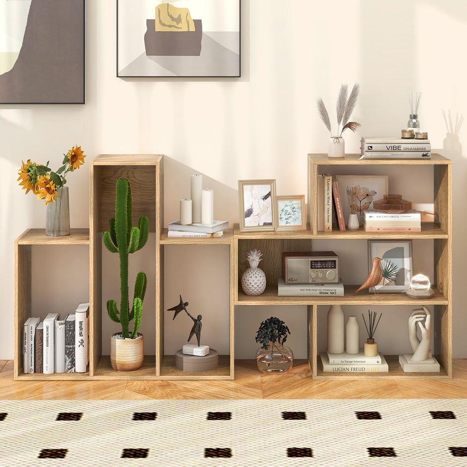 Konvexa – bokhylla med tippskydd nivåer stående rumsavdelare – 3 29,5 x 84 x 83,5 cm – Natur