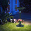 Retro – fågelbad med solbelysning blomkruka fågelmatare och stativ fågelmatningsstation – Grön