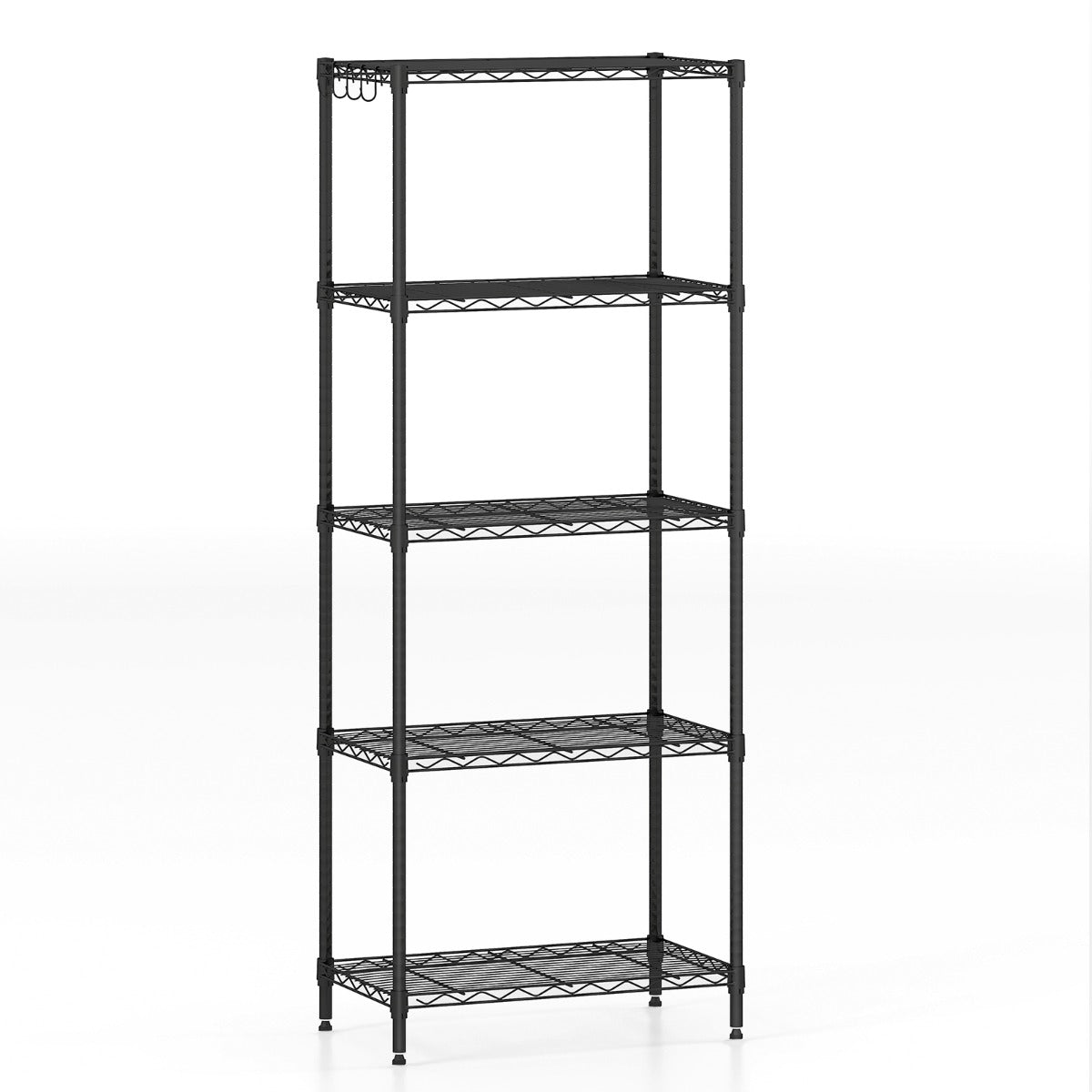 Metall – Förvaringshylla flernivå Högbelastning justerbart Universallylla – 59 x 34 x 152 cm – Svart