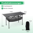 Fällbart – campingbord med rullbar aluminiumsskiva och nätkorg, fällbord – Svart