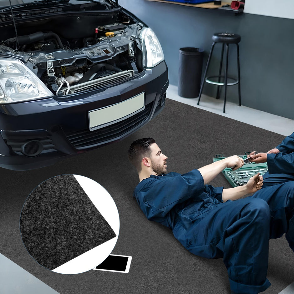 Garage – golvmatta Halkfri och Vattenavvisande Oljematta – 180 x 150 cm – Grå