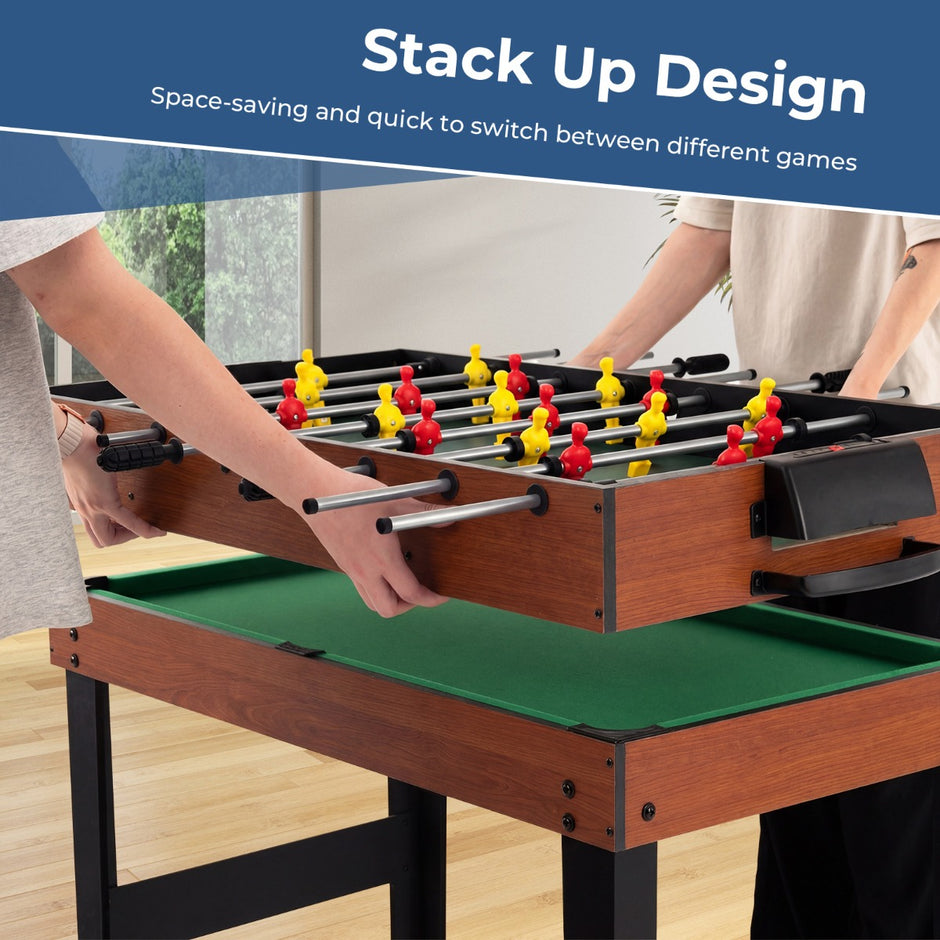 i – flerfunktionsspelbord med fotbollsspel, biljard, airhockey och bordtennis, arkadspelsats, brunt – 4 1 – Brun + svart