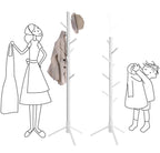 Standing Coat Rack - Tree Model - Solid Wood - 8 Hooks - 3 höjder