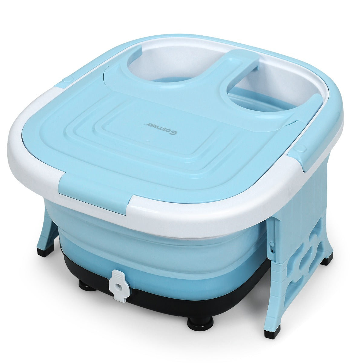 Fotbadsmassager – hopfällbar med fjärrkontroll bubbelpool – 42 x 40 x 24 cm – Blå