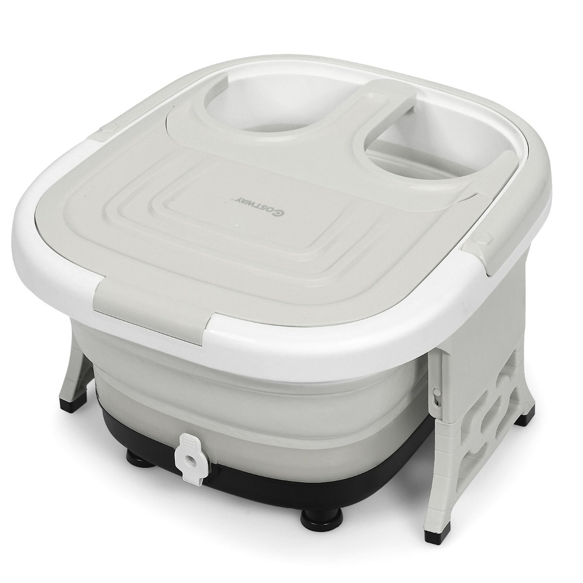 Fotbad – Massager bubbelpool med justerbar värmetemperatur – 42 x 40 x 24 cm – Grå
