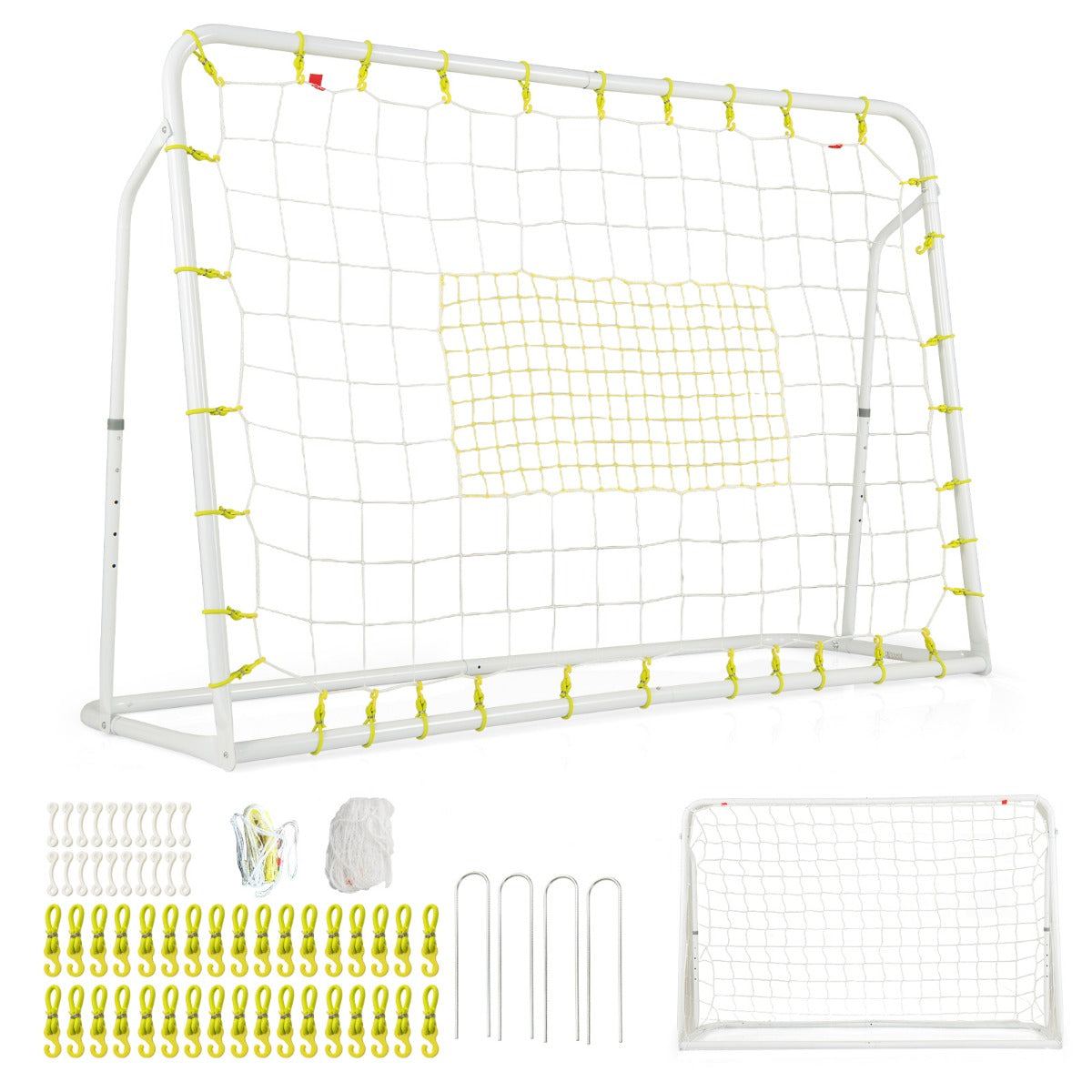 i – fotbollsmål och rebounder för barn Höjdjusterbar – 2 1 187 x 60 x 102-122,5 cm – Vit