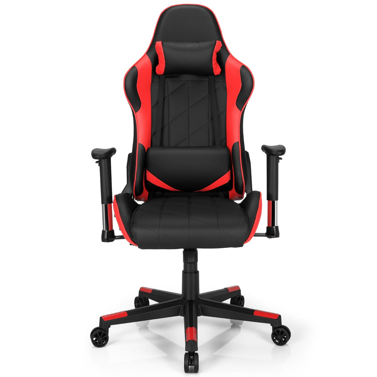 Gamingstol – Racing Style Snurrstol med nackstöd och ländryggskudde 90° 160° Justerbar lutningsvinkel – Röd