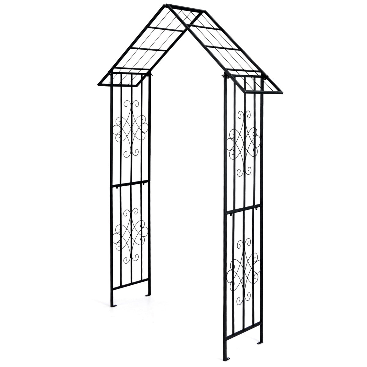 Rose – Arch Metal Trädgårdsbåge för klätterväxter Spaljébåge bröllopsfest på bakgården – 140 x 40 x 223 cm – Svart