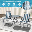 delat – balkongset bistrobord med hopfällbara stolar sittset robust metallram – 3 2 – Blå