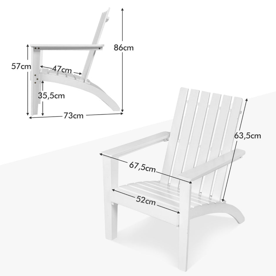 Adirondack – Stol tillverkad av akaciaträ upp – 160 kg – Vit