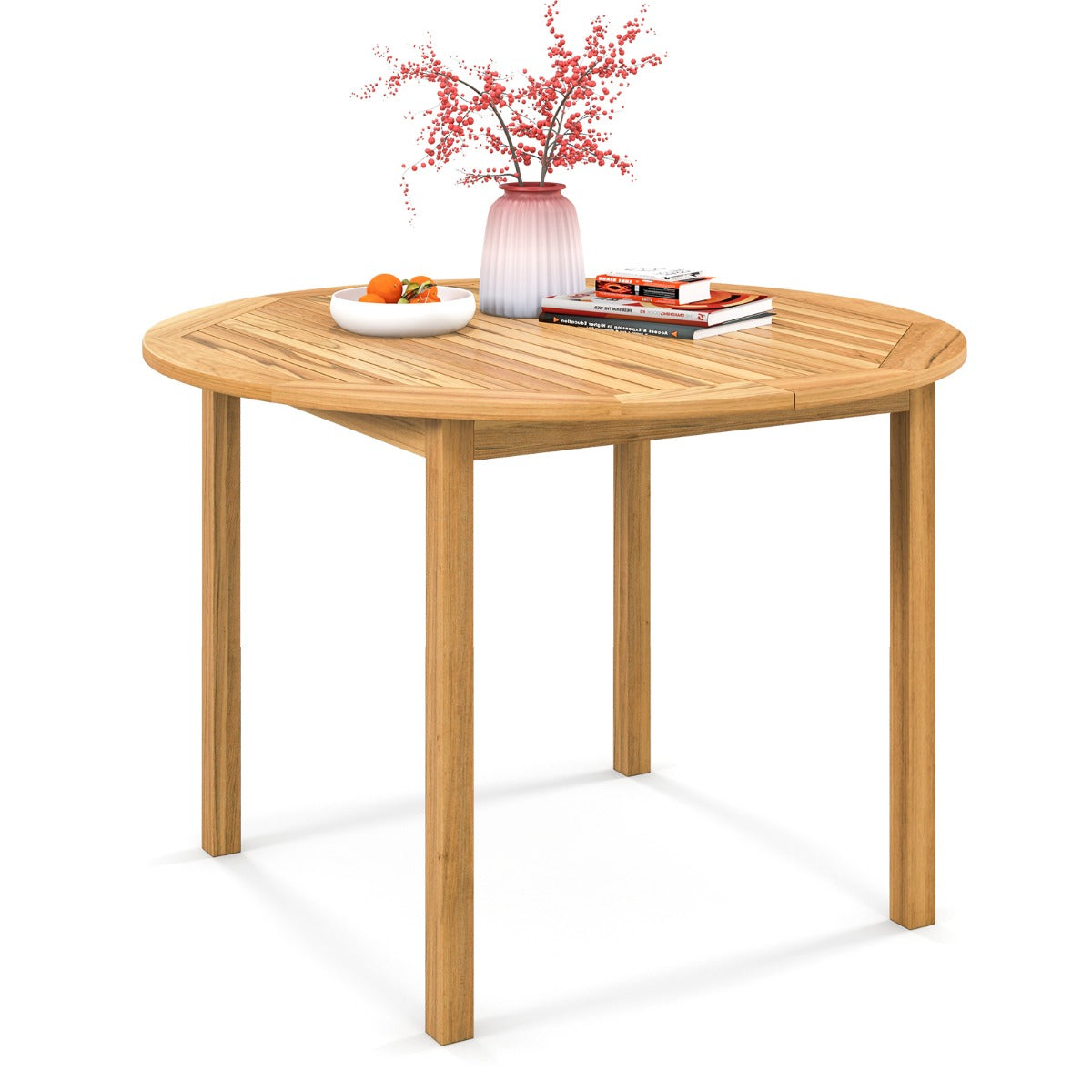 Trädgårdsbord – matbord i akaciaträ runt för personer bistrobord träbord – 4 110 x 110 x 75 cm – Natur