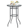 Högt – trädgårdsbord, barbord, runt bistrobord med härdat glasskiva, – 68 x 68 x 97 cm – Svart