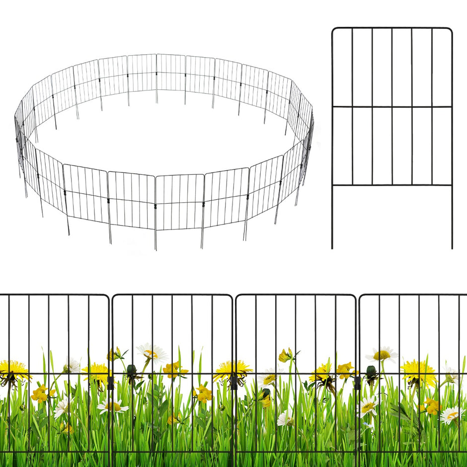 delat – dekorativt trädgårdsstängsel barriärstaket rostsäkert metalltrådstaket – 25 33 x 61 cm – Svart
