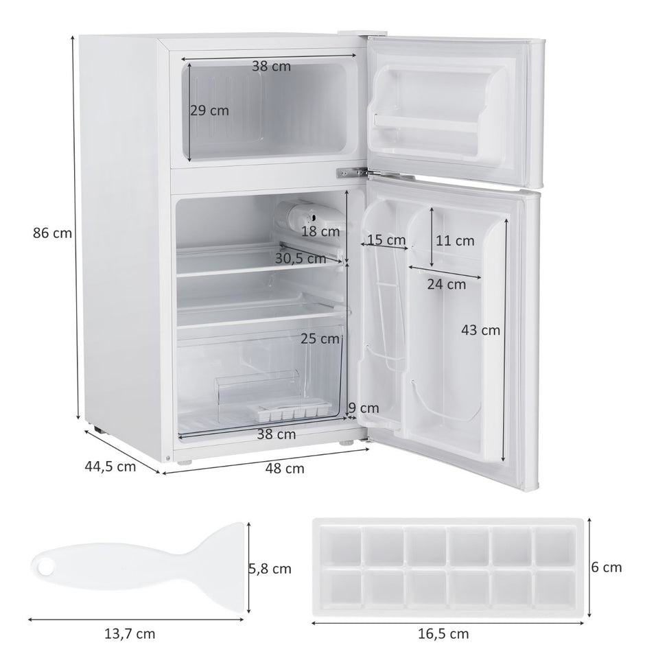 90L – Minikyl Separat frysfack Kompakt Kylskåp – 48,5 x 49,5 x 86 cm – Vit