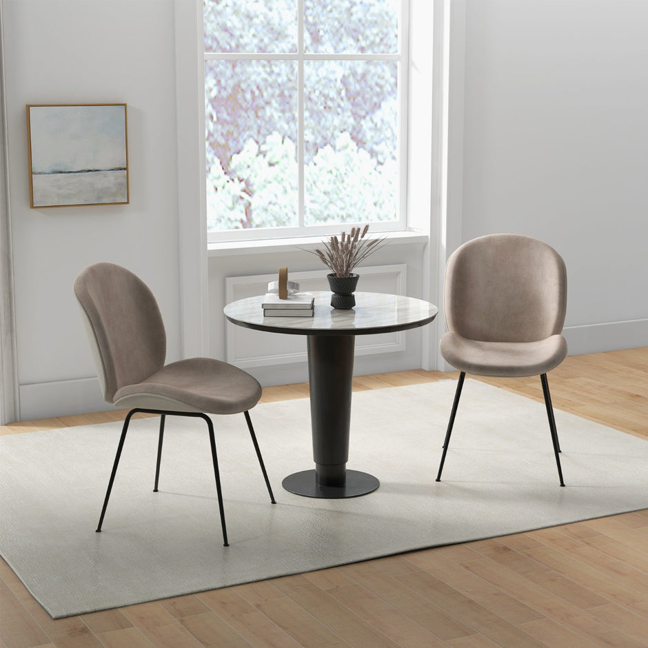 Set – med matsalsstolar metallram köksstol stoppad – 2 49 x 65 x 87 cm – Kaffe
