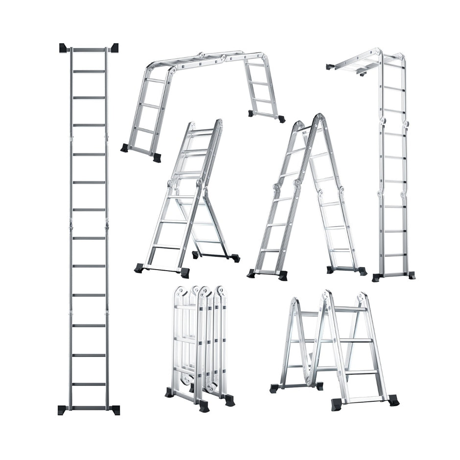 i – multifunktionsstege tillverkad av aluminiumställningsstege lastkapacitet upp – 7 1 150 kg 370,5 cm – Silver