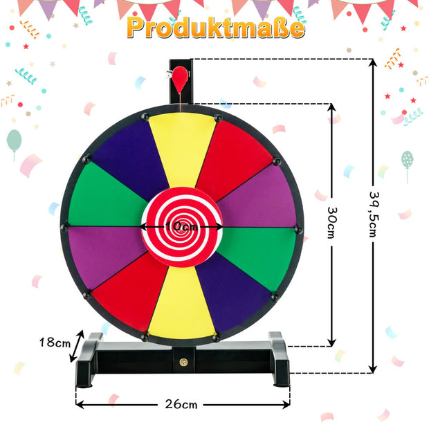 12" – snurrhjul med suddgummi och tuschpenna Lucky Wheel för lotterispel ordspel – Färgglad