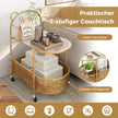 Sidobord – glas med hjul vånings björnmönster Gyllene – 2 60 x 40 x 76 cm – Guld