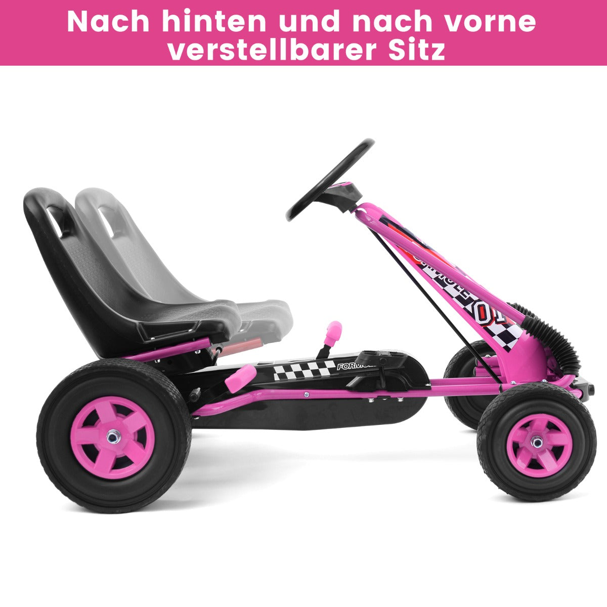 Pedal – Gokart åkbil Barnbil – 98 x 59 x 61 cm – Rosa