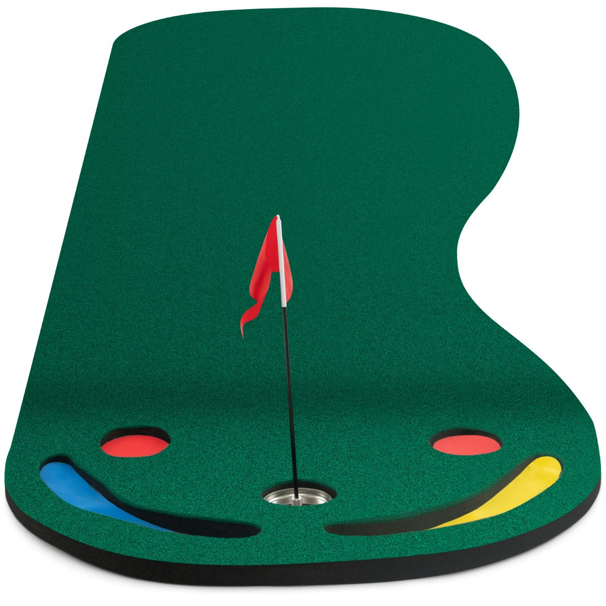 Golfputtmatta – med puttkoppar och flaggvikbar golfmatta Övningsmatta – 3 1 300 x 96 cm – Grön