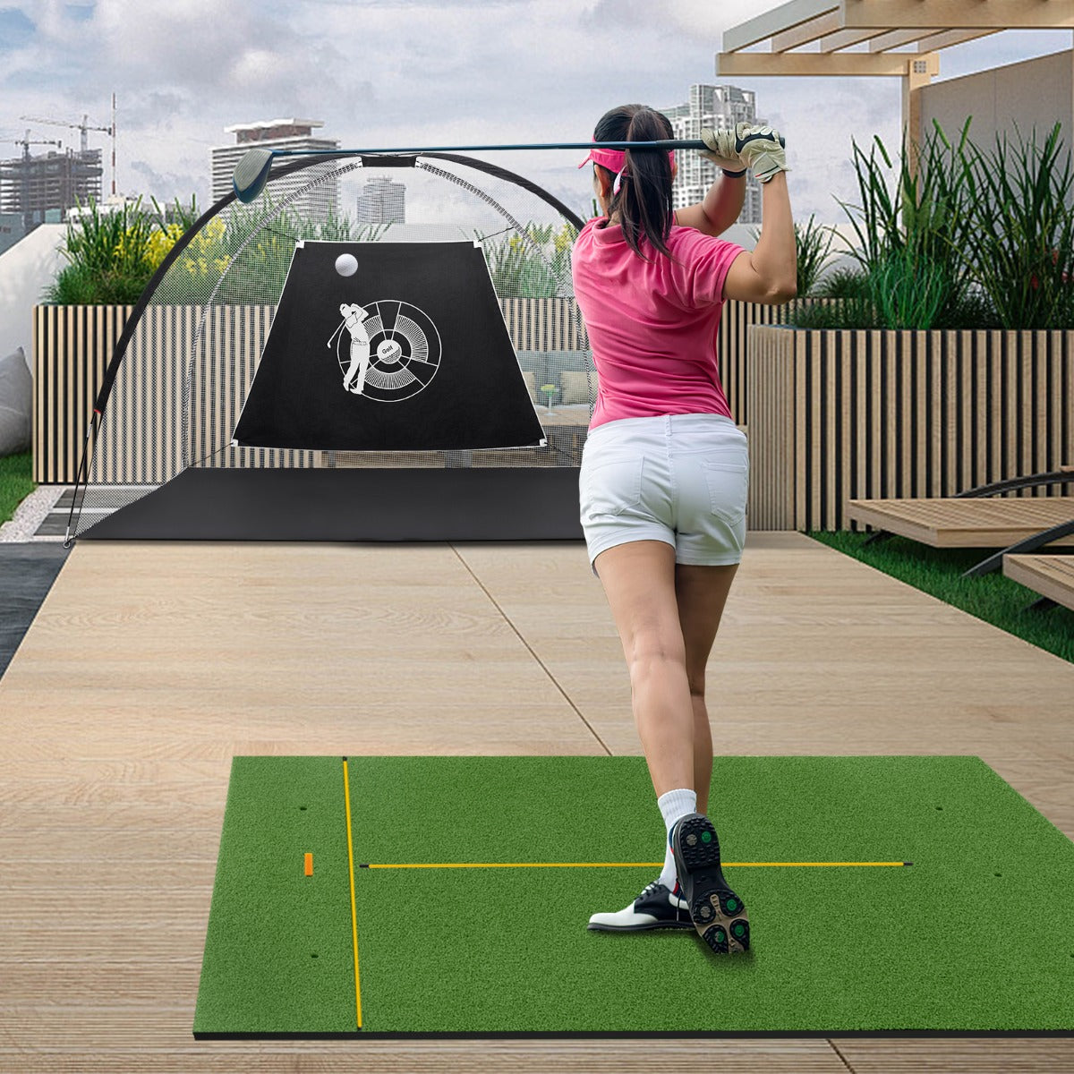 Golfslagmatta – gummi tees och riktpinnar tee positioner Tjocklek – 2 2 6 152 x 117 cm 27 mm – Grön